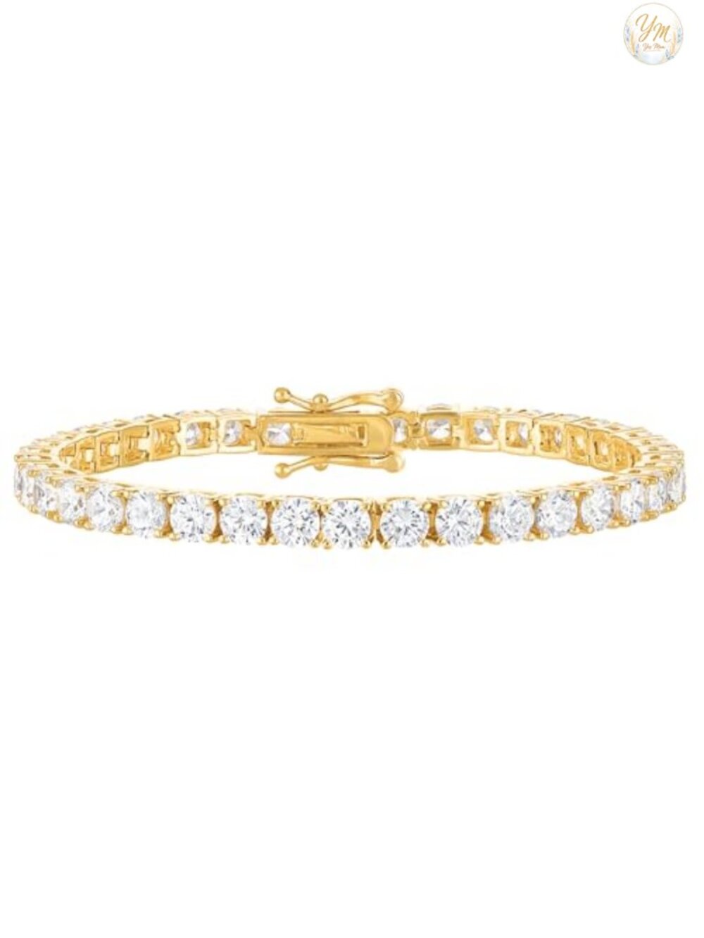 Gold Plated Tennis Bracelet Round CZ